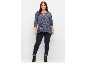 4063136890088 - Große Größen Leggings mit fixiertem Aufschlag am Saum nachtblau Gr54