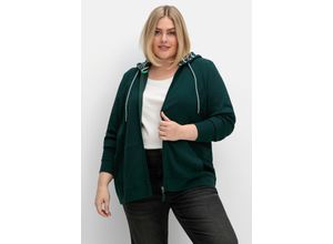 4063136890385 - Große Größen Sweatjacke mit Kapuze aus Waffelpiqué tiefgrün Gr48 50