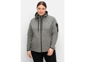 4063136890422 - Große Größen Funktionsjacke aus Strickfleece mit Kapuze grau meliert Gr44 46