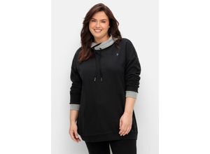 4063136891047 - Große Größen Shirt mit weitem Kragen und Doubleface-Verarbeitung schwarz Gr60 62