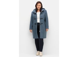 4063136891375 - Große Größen Dufflecoat mit Wollanteil und Kapuze taubenblau Gr40