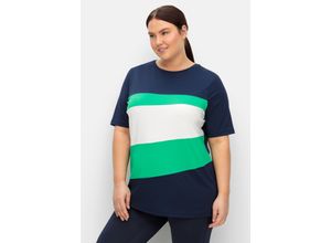 4063136893188 - Große Größen Funktionsshirt im Colourblocking marine Gr40 42