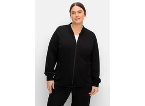 4063136893454 - Große Größen Trainingsjacke aus Sweat im Blouson-Stil schwarz Gr44 46