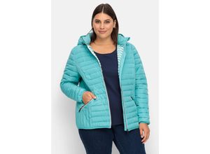 4063136893980 - Große Größen Leichte Steppjacke mit abnehmbarer Kapuze aqua Gr42