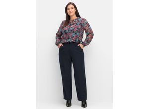 4063136898855 - Große Größen High-Waist-Hose mit Bügelfalten in Karottenform nachtblau Gr40