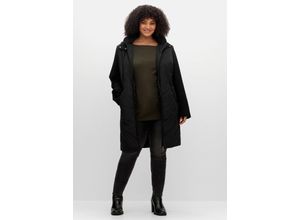 4063136900138 - Große Größen Lange Steppjacke mit Kapuze im Materialmix schwarz Gr44 4063136900138 - Große Größen Lange Steppjacke mit Kapuze im Materialmix schwarz Gr44