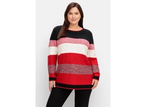 4063136902477 - Große Größen Pullover mit Blockstreifen schwarz meliert Gr48 50