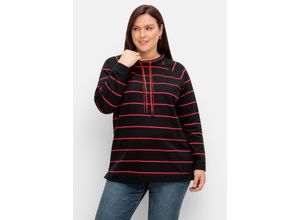 4063136907793 - Große Größen Gestreiftes Sweatshirt mit Stehkragen schwarz-rot Gr52 54