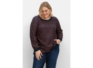 4063136908059 - Große Größen Tunika mit Minimal-Alloverprint aus Twill beere gemustert Gr56