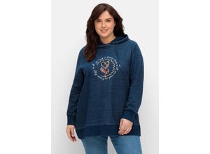 4063136908332 - Große Größen Sweatshirt in Denimoptik mit Frontstickerei dark blue Denim Gr56 58