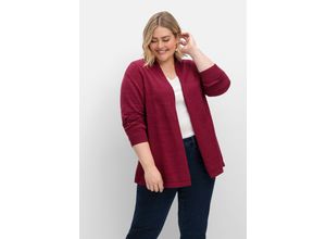 4063136908851 - Große Größen Strickjacke mit schmalem Schalkragen offene Form beere Gr40 42