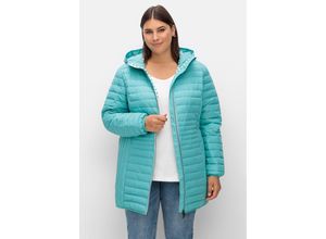 4063136909117 - Große Größen Leicht wattierte Longsteppjacke mit Kapuze aqua Gr42