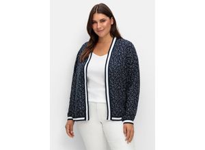 4063136910212 - Große Größen Verschlusslose Blousonjacke mit Minimalprint nachtblau gemustert Gr40