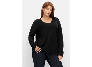 4063136910717 - Große Größen Pullover mit V-Ausschnitt in Petite-Passform schwarz Gr22 23