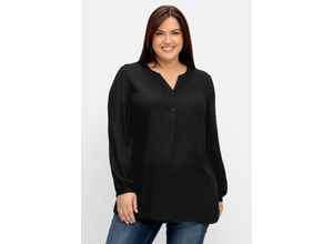 4063136914050 - Große Größen Tunika mit Knopfleiste in strukturierter Optik schwarz Gr44