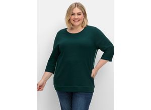 4063136914791 - Große Größen Sweatshirt aus Waffelpiqué mit Zierband seitlich tiefgrün Gr48 50 4063136914791 - Große Größen Sweatshirt aus Waffelpiqué mit Zierband seitlich tiefgrün Gr48 50