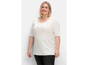 4063136914838 - Große Größen T-Shirt mit verlängertem Halbarm offwhite Gr44 46