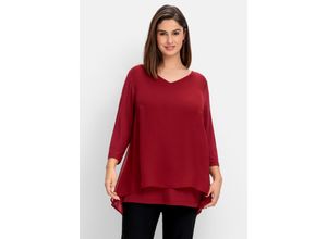 4063136915798 - Große Größen Blusenshirt mit Chiffon doppellagig rubinrot Gr40 42