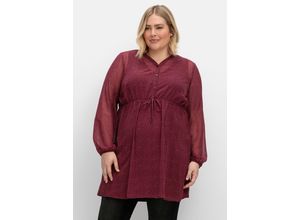 4063136917822 - Große Größen Stilltunika aus Chiffon in Longform weinrot bedruckt Gr48