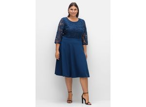 4063136922239 - Große Größen Cocktailkleid mit Zierbortenstickerei am Oberteil blau Gr48