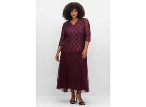 4063136922291 - Große Größen Abendkleid mit Spitzenoberteil und Chiffonrock aubergine Gr40