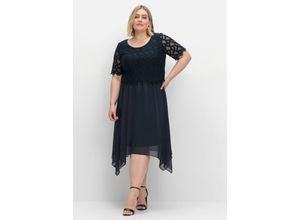 4063136922406 - Große Größen Cocktailkleid aus Chiffon mit Zierbortenstickerei nachtblau Gr42