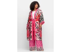 4063136925711 - Große Größen Kimono im Mustermix aus Viskose-Satin pink bedruckt Gr40