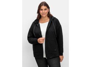 4063136926848 - Große Größen Leicht wattierte Sweatjacke mit Rautensteppung schwarz Gr40 42