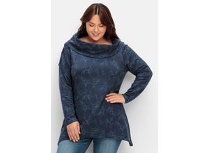 4063136928125 - Große Größen Langes Sweatshirt mit Alloverdruck in Zipfelform nachtblau gemustert Gr44 46 4063136928125 - Große Größen Langes Sweatshirt mit Alloverdruck in Zipfelform nachtblau gemustert Gr44 46
