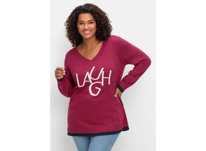 4063136928965 - Große Größen Pullover mit Wording im Intarsienstrick beere Gr56 58