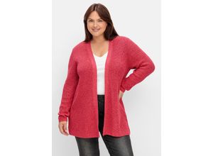 4063136929337 - Große Größen Longstrickjacke im Patentstrickmuster magenta meliert Gr44 46