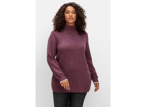 4063136933112 - Große Größen Pullover mit Stehkragen und Kaschmiranteil brombeer meliert Gr40 42