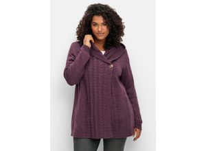 4063136933655 - Große Größen Cardigan mit Kapuze und Knopfverschluss brombeer Gr56 58