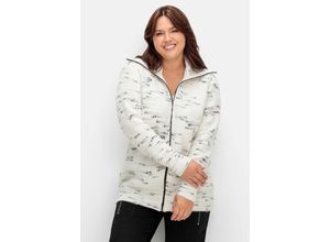 4063136934751 - Große Größen Strickjacke mit Troyerkragen und Reißverschluss offwhite-schwarz Gr44 46