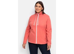 4063136935796 - Große Größen Sweatjacke mit Stehkragen und Kontrastdetails lachs Gr48