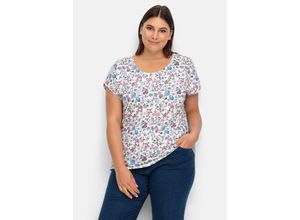 4063136936748 - Große Größen Shirt mit floralem Alloverprint weiß bedruckt Gr40