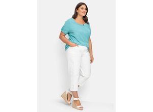 4063136937738 - Große Größen 7 8-Jeans mit Zierknöpfen am Saum white Denim Gr40