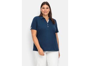 4063136938919 - Große Größen Poloshirt mit kurzem Arm und Kontrastdetails dunkelblau Gr42