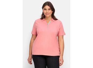 4063136939039 - Große Größen Poloshirt mit kurzem Arm und Kontrastdetails flamingo Gr48