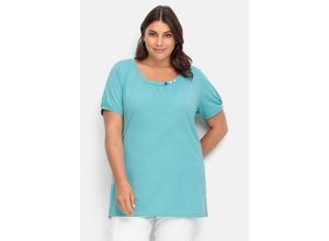 4063136940301 - Große Größen Longshirt mit Zierknöpfen am Ausschnitt türkis Gr50 4063136940301 - Große Größen Longshirt mit Zierknöpfen am Ausschnitt türkis Gr50