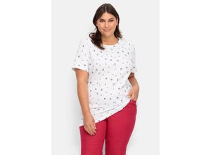 4063136941643 - Große Größen Longshirt mit Minimal-Alloverprint weiß bedruckt Gr48