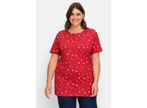 4063136941780 - Große Größen Longshirt mit Minimal-Alloverprint rot bedruckt Gr40