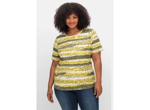 4063136942022 - Große Größen Jerseyshirts im Doppelpack 1x uni 1x gestreift gelb bedruckt + khaki Gr52 4063136942022 - Große Größen Jerseyshirts im Doppelpack 1x uni 1x gestreift gelb bedruckt + khaki Gr52