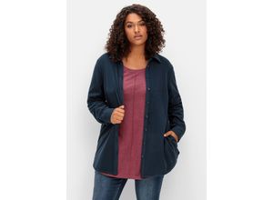 4063136943722 - Große Größen Kuschelfleece-Blusenjacke mit Taschen nachtblau Gr48