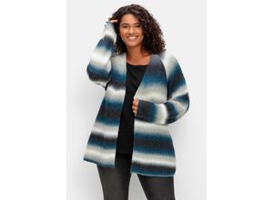 4063136945160 - Große Größen Strickjacke mit Farbverlauf aus Multicolorgarn blau gestreift Gr48 50