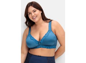 4063136946105 - Große Größen Spitzen-BH ohne Bügel mit wattierten Cups blau Gr115E