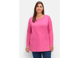 4063136950874 - Große Größen Longshirt mit aufgesetzten Taschen fuchsia Gr46