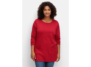 4063136951024 - Große Größen Longshirt mit aufgesetzten Taschen rot Gr40