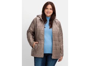 4063136952212 - Große Größen Leicht wattierte Steppjacke mit Kapuze taupe Gr44