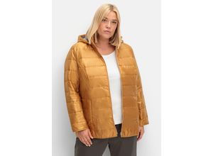 4063136952328 - Große Größen Leicht wattierte Steppjacke mit Kapuze senfgelb Gr48